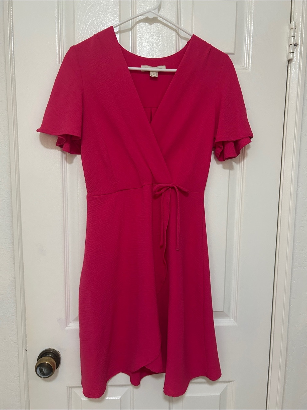 Monteau Hot Pink Wrap Dress with Tie Waist
